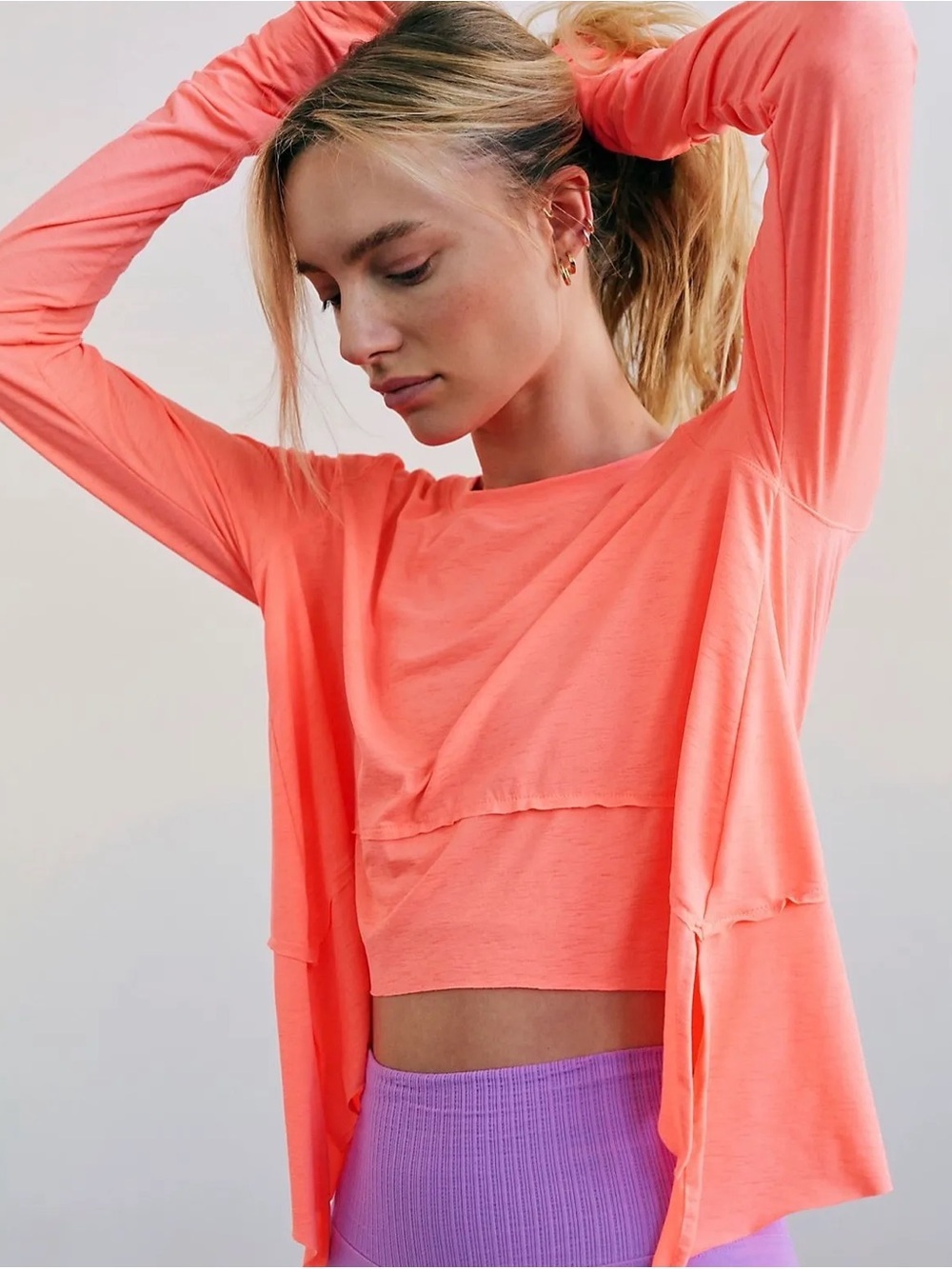 Neon Coral Layered Crop Top